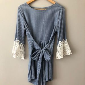 A Pea in The Pod lace bell sleeve maternity blouse